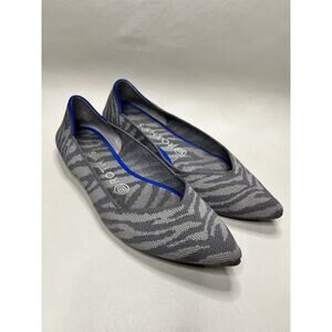 Rothy’s The Point Zebra Ballet Flats Shoes Gray Knit Slip On Casual Size 8